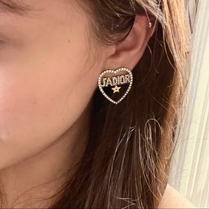 Authentic Single Dior Stud Earring in heart shape